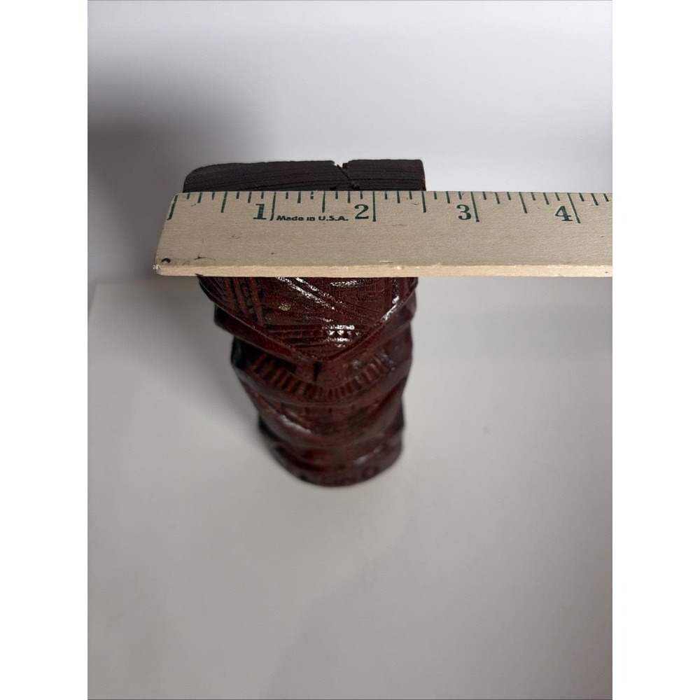Lono Tiki Idol Statue Hand Carved Hard Wood Signed Hawaii 6" - Picture 9 of 10